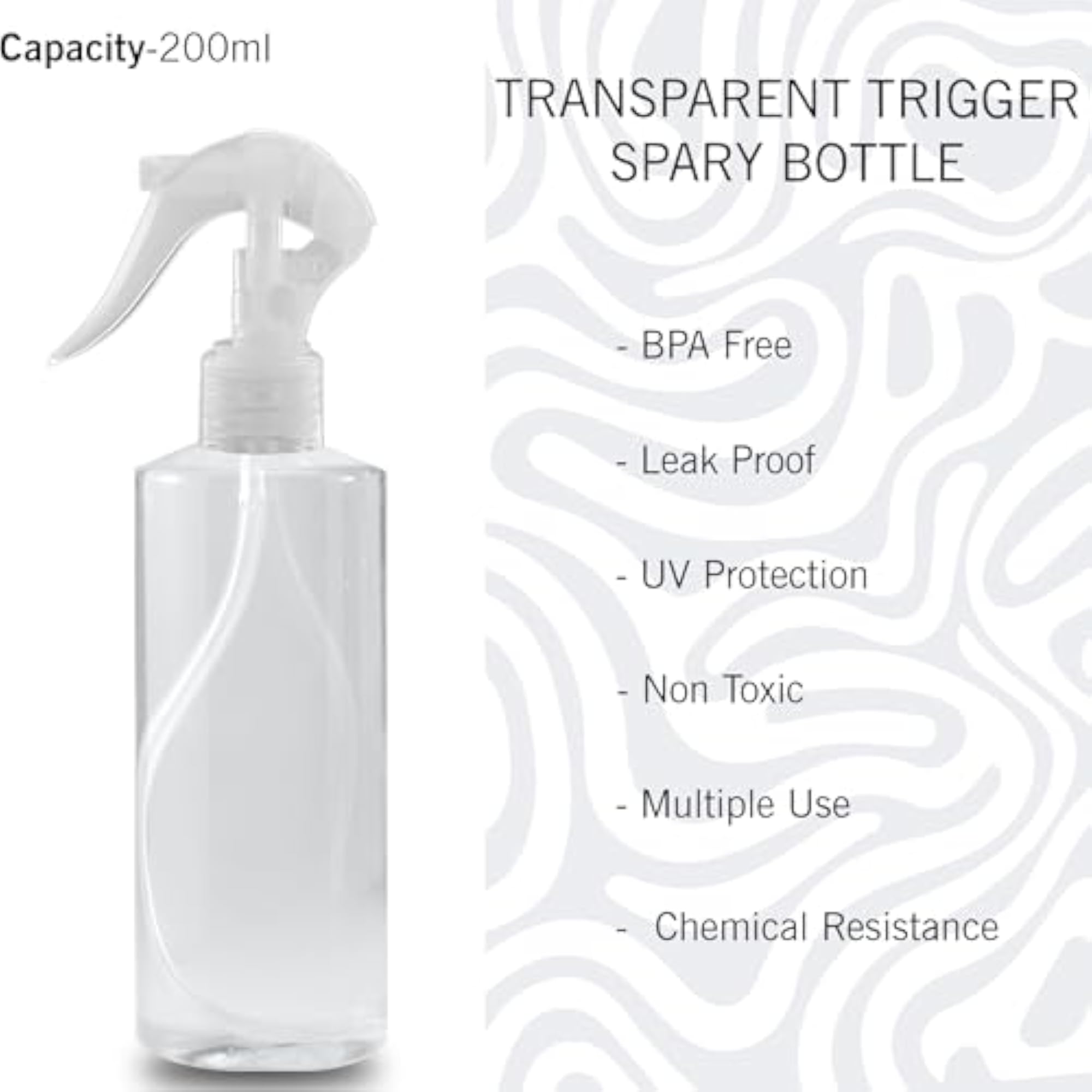 200 ML Empty Mist Trigger Plastic Spray Bottle, Pack of 2