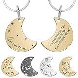 scenicamp Personalized Dog Tags, Stainless Steel Moon Pet ID Tags, Custom Cat Tags, Engraved on Both Sides for Pets,Starry Sky Theme Dog ID Tags, Anti-Lost Name Tag for Cat Dog