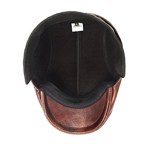 Lethmik Flat Cap Cabby Hat Genuine Leather Vintage Newsboy Cap Ivy Driving Cap Xl-Yellow Brown #TOP5