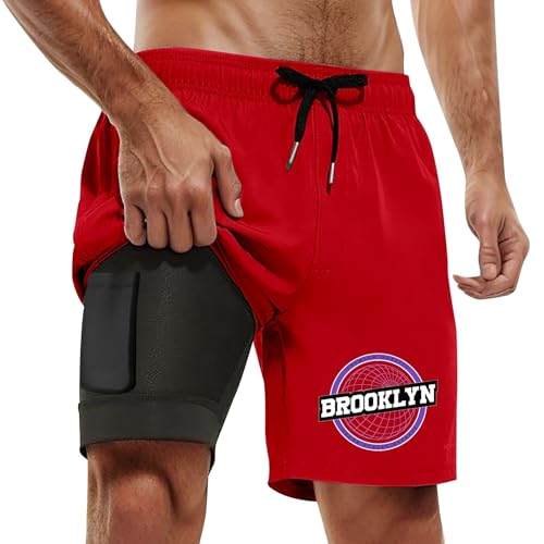 Bermuda rouge et maillot de bain à séchage rapide pour homme actif en grande taille