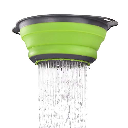 Foto von BILIEASY Seiher Faltbarer Seiher, Küche Silikon Klappbar Sieb Nudelsieb, Umweltfreundlich Non-Toxic Leicht zu Reinigen, 2