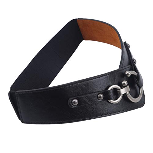 Vintage Women Wide Leather Buckle Waistband Elastic Belt Strap Clothing Accessories3