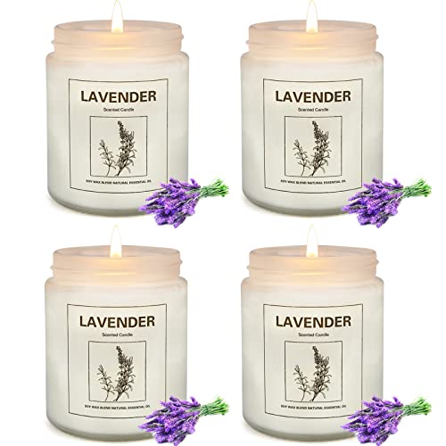 4St Lavendelkerzen für Haus, Duftkerzen Geschenkset für Frauen, 800g 200 Hrs Sojawachskerze Set für Stress Linderung für Damen, Muttertag, Valentinstag, Geburtstag, Weihnachten, Spa, Bath, Yoga Cover