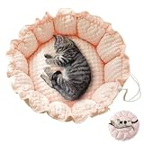 CHMKSTC 犬 猫 ベッド 冷感 ペットベッド ペットクッション ひんやり マット 丸洗い 通気性優れ あごのせ ふわふわ 接触冷感 ひんやり 丸型 可愛い 熱中症対策 暑さ/寒さ対策 オールシーズン 犬用/猫用ベッド ピンク Mサイズ