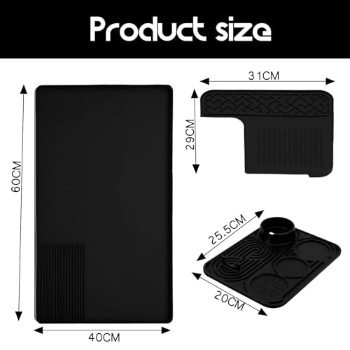 HAIWILL 3 Stück Barista Zubehör für Ninja Luxe Premier ES601EU/ES701EU, Unterlage Kaffeemaschine+ Tamperstation+ Obermatte für Ninja Luxe Cafe Zubehör, 60x40 cm Silikonmatte Kaffeemaschine