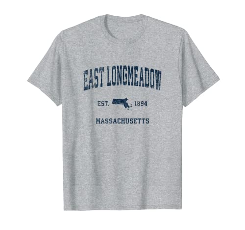 East Longmeadow Massachusetts MA Vintage Sports Design Azul marino Camiseta