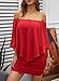 Sidefeel Womens Red Dresses Off Shoulder Ruffles Night Club Bodycon Mini Dress Medium