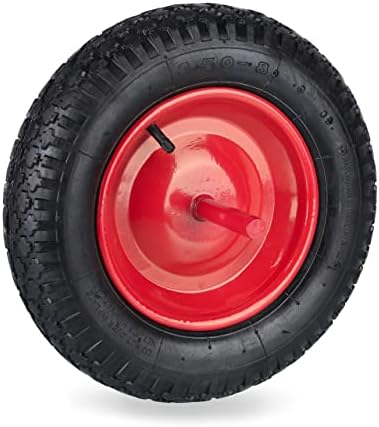 Relaxdays Roue De Brouette Pneumatique 3.50-8 - Jante Acier Charge 100kg - Valve Noire