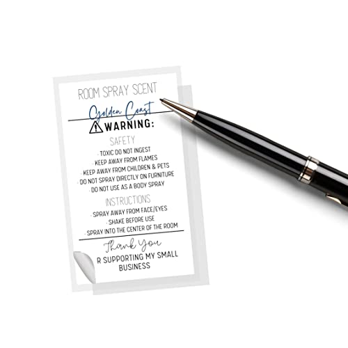 Room Spray Scent & Safety Stickers | 30 Pack | Sticker Size 2x3.5 inches | Adhere to Room Spray Bottle and Write in Scent