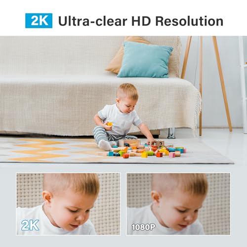 Jennov 2K Pet Dog Cat Camera, 360° Home Security Camera with One-Click Talk, WiFi Baby Camera Monitor with Motion Detection/Color Night Vision/Auto Tracking for Home Indoor &Outdoor Security - Thumbnail 2