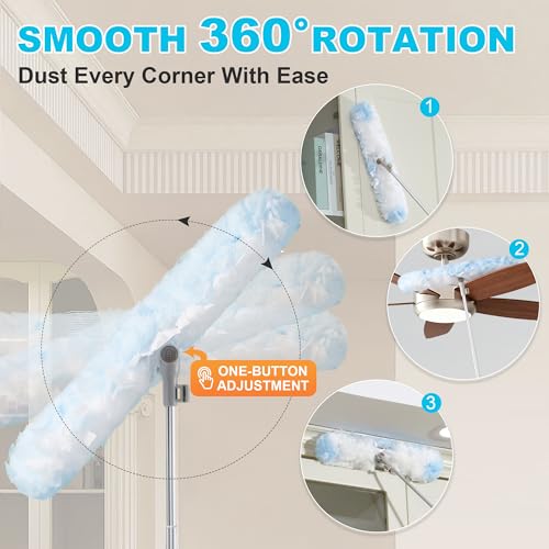 Image of JOYMOOP 6 ft Extendable Duster Handle with 24 Heavy Refills, Compatible with Swiffer Duster Refills, Disposable Microfiber Dusting Pads for Home Cleaning, Ceiling, Fan, Window, Hard-to-Reach Areas