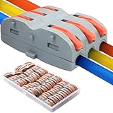 CESFONJER Hebelmutter-Stecker Assortment Pack 1:1 Splicable – Kompakte Drahtsteckverbinder für DIY-Elektroprojekte 0,1-2,5 mm² / 28-12 AWG 24 Stück