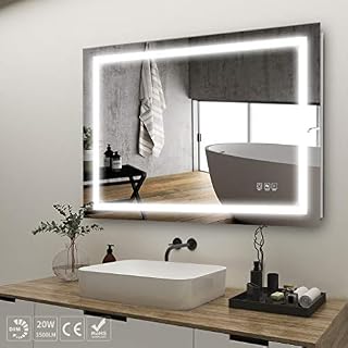 Tonffi 32x24 inch LED Lighted Bathroom Mirror, Wall Mounted Bathroom Vanity Mirror, Dimmable