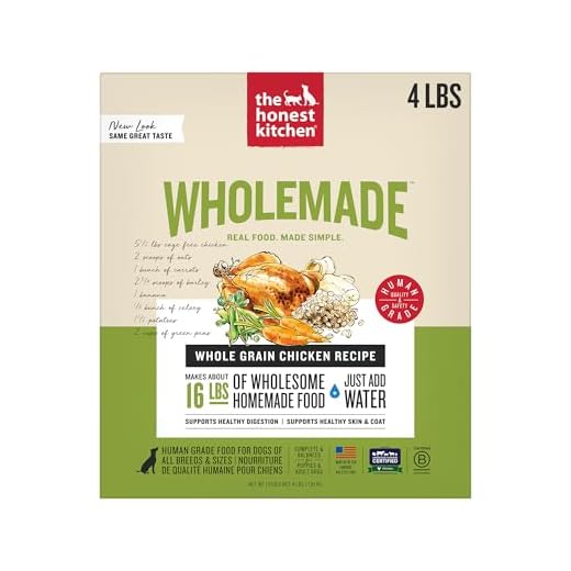 The Honest Kitchen Human Grade Wholemade™ Dehydrated Whole Grain Dog Food - Complete & Balanced Meal or Topper - Chicken 4 lb Box