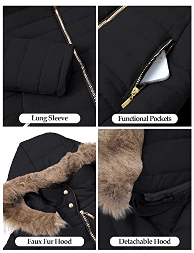 Vetinee Women's Hooded Faux Fur Lapel Quilted Parka Puffer Coat (Various) - image 6