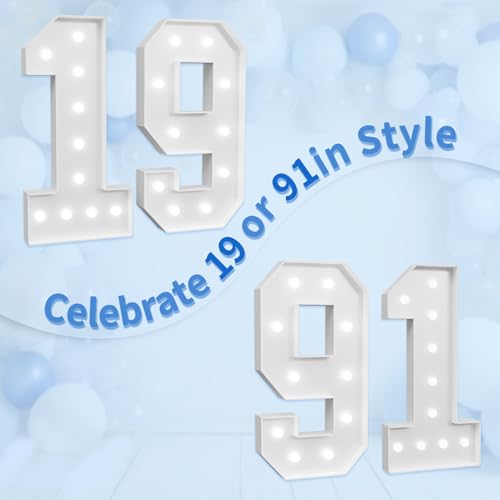 Image of imprsv Marquee Numbers Large 19th-Birthday Decorations: 4ft Light Up Number