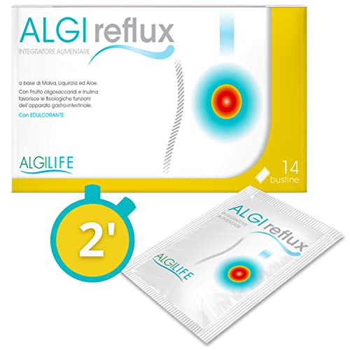 ALGILIFE AlgiReflux Reflusso Gastroesofageo, Blocca il Reflusso, Antiacido naturale Azione Immediata, Gastroprotettore Stomaco Antiacido per Reflusso, Bruciore Stomaco Gastrite (14 bustine monodose)