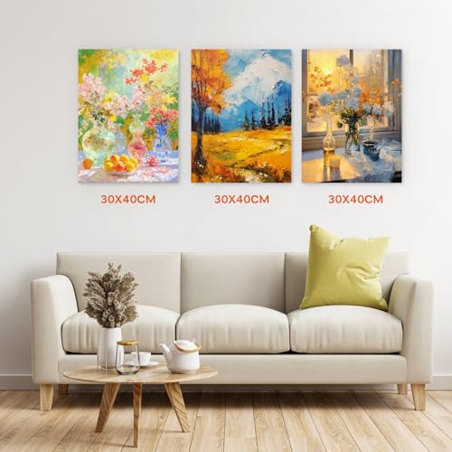 Leinwand zum Bemalen, 5 Stück Keilrahmen 30x40cm, 280g/m² Dreifach Grundiert Baumwolle Leinwand, Leinwände für Acrylfarbe, Aquarell, Öl, Gouache
