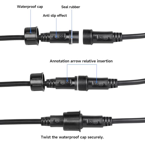 MAD OWL 4-Pin Waterproof LED Wire Connector Kit, 16 AWG 11inch/28cm Male Female Connectors with Tin Plated Joint for Various Waterproof Wires DIY (4 Set Black) by MAD OWL - Image 4