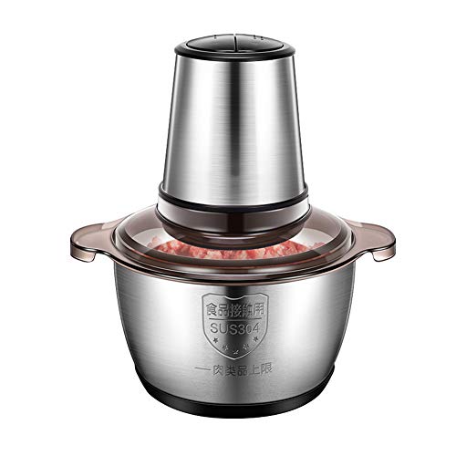 Fleischwolf Chopper, Mixgerät 2L, 300W, 2 Geschwindigkeit, Edelstahl-Schüssel Und 4 Bi-Level-Blades, Für Babynahrung, Fleisch Gemüse, Früchte