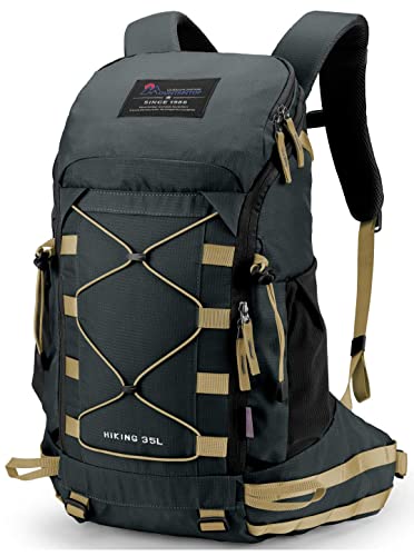MOUNTAINTOP Mochila Trekking 35 litros Hombre Mujer Mochila de Senderismo Mochilas de Montaña para Viaje Acampadas Impermeable con Cubierta de Lluvia 50x30x18cm Cover