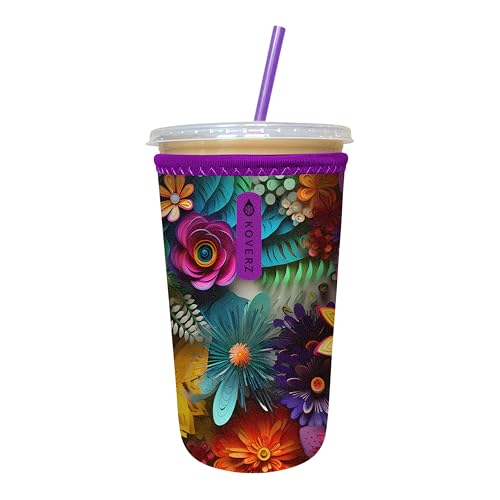 Image of Iced Coffee Sleeve, Insulated Neoprene Cup Sleeve, Fits a 24 Oz. Coffee Cup, Washable and Reusable, Iced Coffee Accessories, Medium Wallflowers