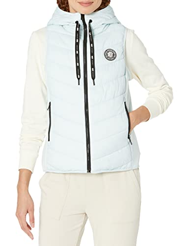 DKNY Womens Sport Puffer W/Logo Drawcord Down Vest, Moonstone, X