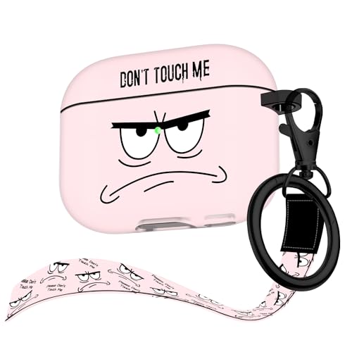 Image of for Airpods Pro 2nd Generation Case,Don't Touch Me Cool Cover with Lanyard Big Eyes Cute Cartoon for Airpods Pro 2nd Generation Case,Soft Shockproof Cover for Women Men-Pink