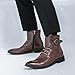 UCHUSI Mens Boots, Mens Leather Pointed Toe Lace Up Ankle Chukka Boots Fashion Ankle Buckle Strap Side Zip Low Block Oxford Boots For Formal Business Work Office Daily(Brown,10)