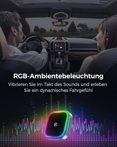 WityEye CarPlay und Android Auto Wireless Adapter 2 In 1, mit RGB-Umgebungslicht, 5.8 GHz WiFi Schnelles, V5.3 Bluetooth Stabile Verbindung, USB C/A, für Apple iPhone iOS 10+, Smartphone Android 11+
