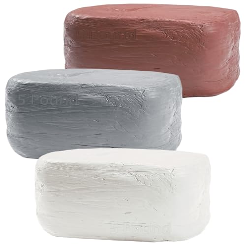 ReArt Air-Dry Clay 15LB wih 3 Colors White, Gray & Terra Cotta 5lb Eac