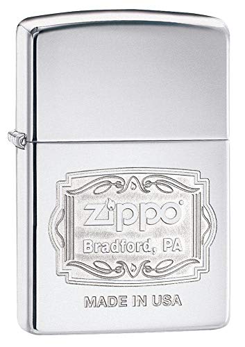 Zippo Bradford PA High Polish Chrome Pocket Lighter, One Size