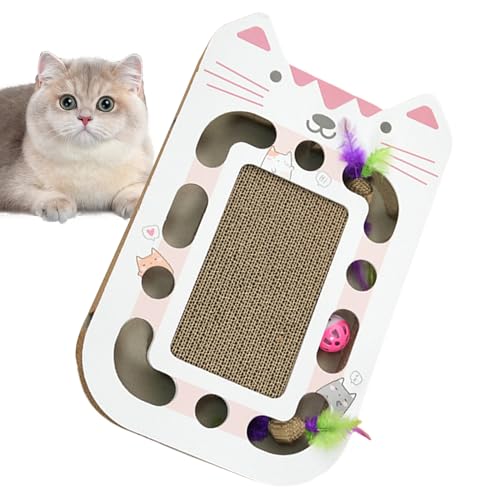 Tiragraffi in Cartone - Giochi Interattivi con Pallina - Grande Protettore Mobili per Gatto,Per Arricchimento, Gioco, Esercizio e Arrampicata in Casa/Appartamento