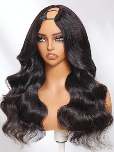 Image of Beauty Forever Small Cap V Part Wig Body Wave Human Hair No Leave Out No Glue No Gel Upgraded U Part Wigs For Women,10A Grade Wear And Go Beginner Friendly150% Density Natural Color 24 Inch