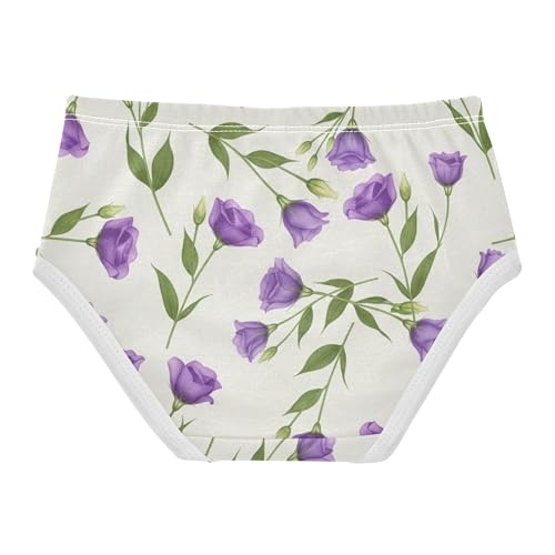 Purple Roses Green Leaves Beige Girls Underwear Toddler 2t Cotton Panties for Girl Artistic Kids Undies Briefs2
