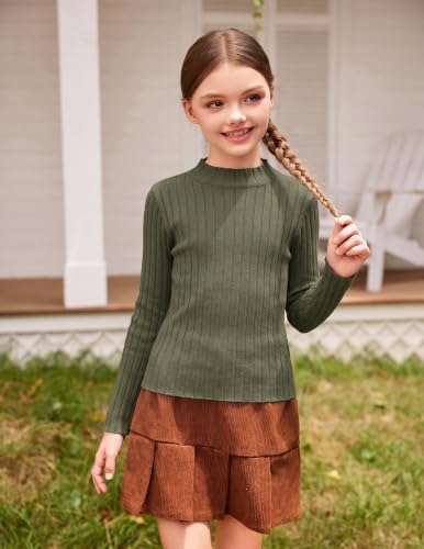 Image of Arshiner Girls Half Turtleneck Long Sleeve Knit Slim Sweater Pullover Tops