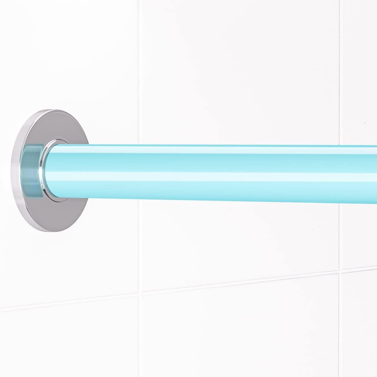 TidyFriend Plastic Shower Rod Cover 58 Inch (2 Covers) - Smooth Glide Shower Curtain Rod Cover for Straight Shower Rods, Rust Cover and Bathroom Decor Upgrade, Easy Slip On Design (Sky Blue)