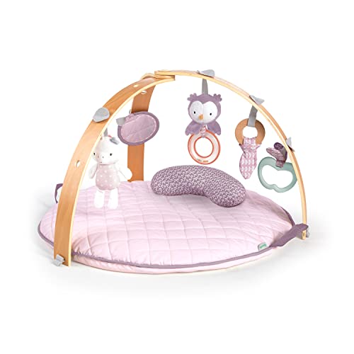 Image of Ingenuity Cozy Spot Reversible Duvet Activity Gym & Play Mat with Wooden Bar - Calla, Ages Newborn + , 33x33x19 Inch (Pack of 1)