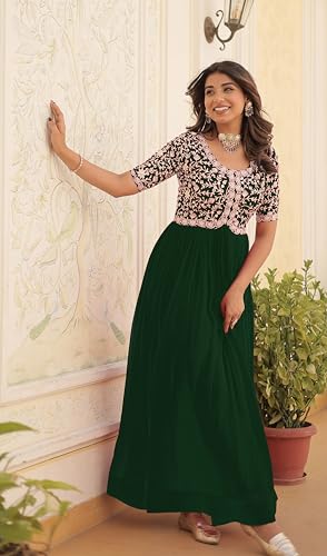 Image of Fashion Basket Georgette Embroidered Anarkali Gown for Women