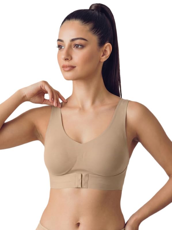 Tweens Cotton Non-Padded Bonded Gym Bra for Women | Crisscross Back Support | Full Coverage Wire-Free for Workouts | Hidden Concealer | No Elastic Move Freely | Breathable Cotton | Pack of 1-image-23