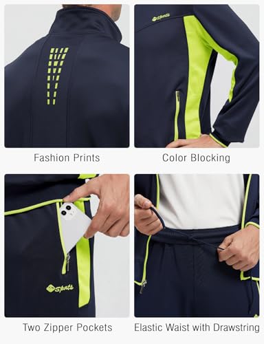 Image of Rdruko Men's Athletic Casual Tracksuit 2 Piece Full Zip Jacket Sweatsuit Outfit Jogger Fleece Set