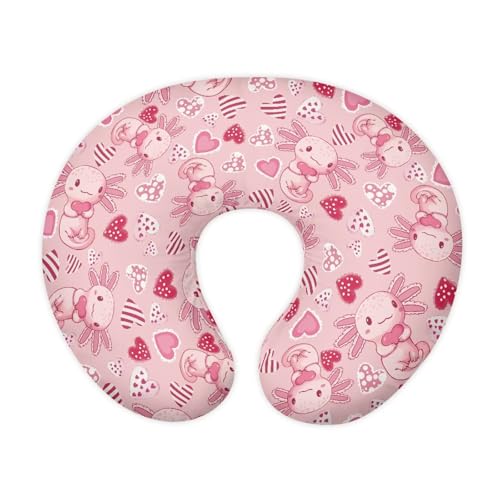 Image of Axolotl Hearts Baby Nursing Pillow Cover for Breastfeeding Moms, Easy to Clean Breathable Neutral Breastfeeding Pillow Cover for Bottle Feeding