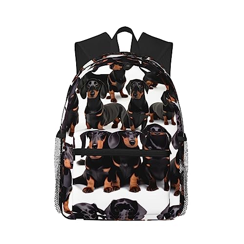 Dachshund Weiner Pet Dog Print Backpack For Women Men, Laptop Bookbag,Lightweight Casual Travel Daypack