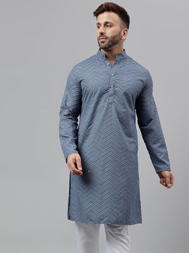 Image of hangup Men Ethnic Embroidered Kurta (SF02 SequenceKurta)