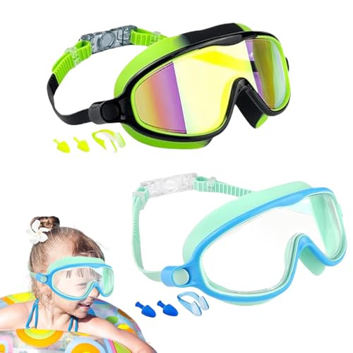 Tanxemery Gafas de natación para niños – Gafas de natación para niños, gafas de natación antivaho con clip nasal, protección UV, gafas para jóvenes y niñas