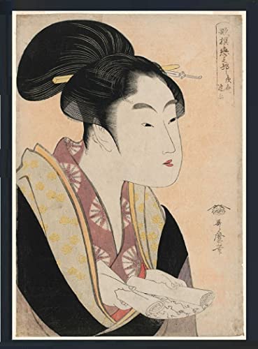 Genius Collections 喜多川歌麿 ポスター 額付き 壁掛け 美人画 グッズ 浮世絵 雑貨 インテリア 絵画 美術 アート