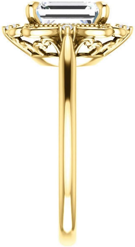 1CT-4CT Emerald Cut VVS1 Colorless Moissanite Engagement Ring Set, Wedding/Bridal Ring Set, Vintage Antique Anniversary Promise Gifts for Her, Sterling Silver, 10K/14K/18K Solid Gold