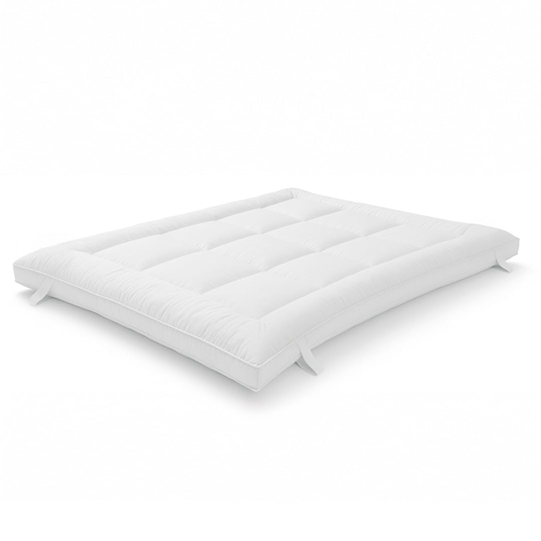 The White Stone Topper singolo 80x190 | Coprimaterasso Imbottito 800 gr/mq in Palline di Ovatta con Rivestimento in Microfibra Traspirante | Comfort e Volume Extra | Protezione Materasso