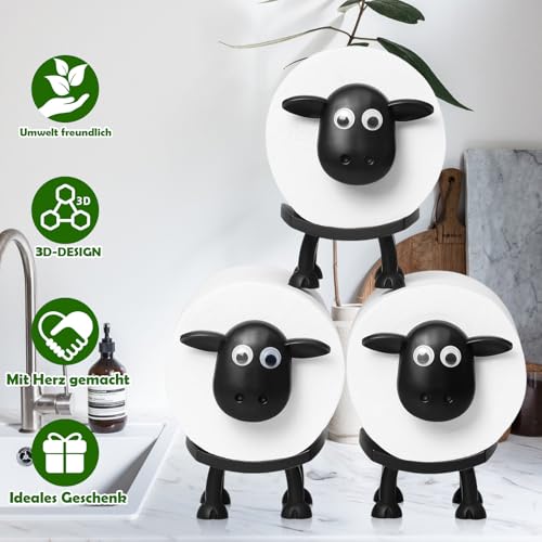 Toilettenpapierhalter Schaf,klopapierhalter Schaf Für ALLE Rollengrößen geeignet Papierhalter- Space Saving Bathroom Organizer for Home,Apartment,Kids Room,Schaf toilettenpapierhalter (3)