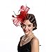 SAFERIN Fascinator Hat - Red Floral Mesh Net Veil for Women (Large, Loose Fit) - Derby Style - Easter & Wedding Occasion - Summer Season - Breathable Organza & Silk Material - Hand Wash Only